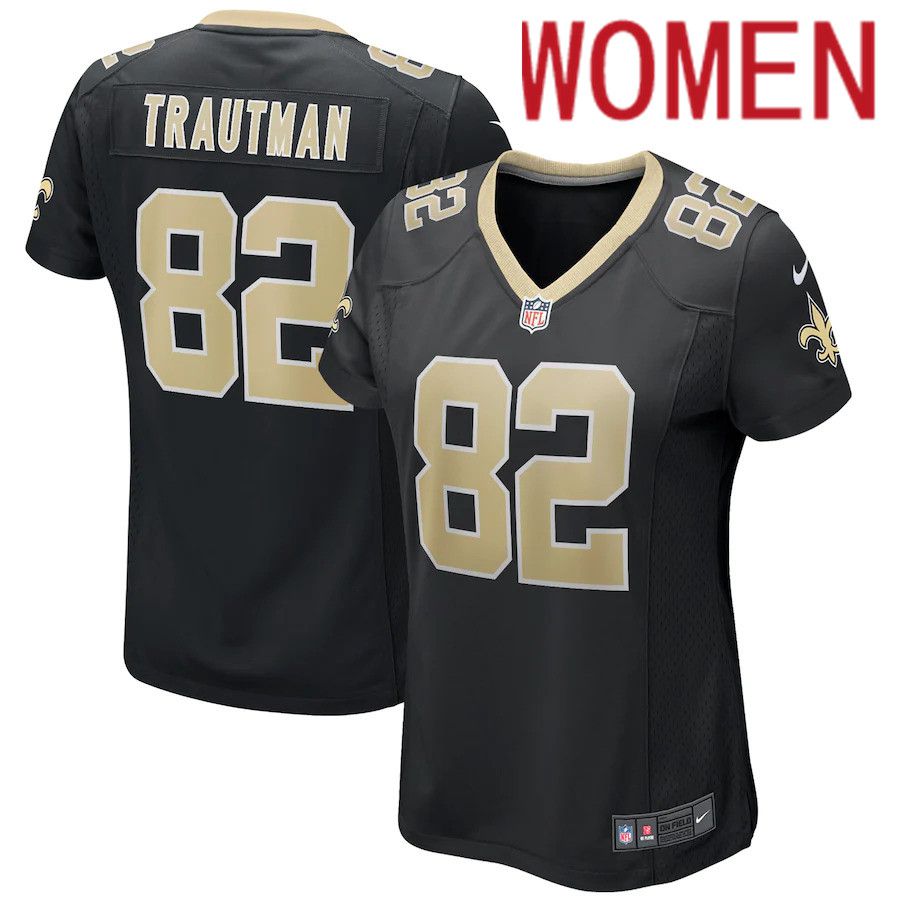 Women New Orleans Saints 82 Adam Trautman Nike Black Game NFL Jersey